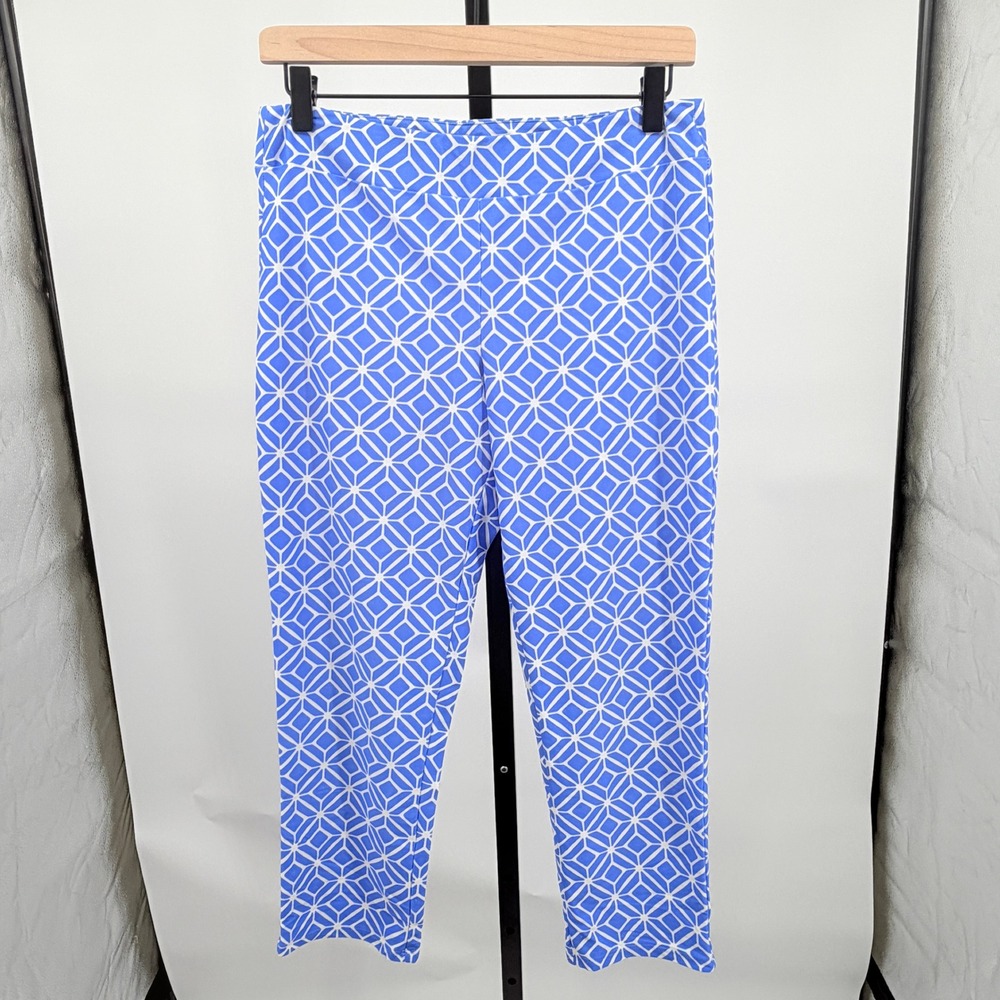 Jude Connally Lucia Pant Jude Cloth Light Blue Geometric Pattern - Size Small
